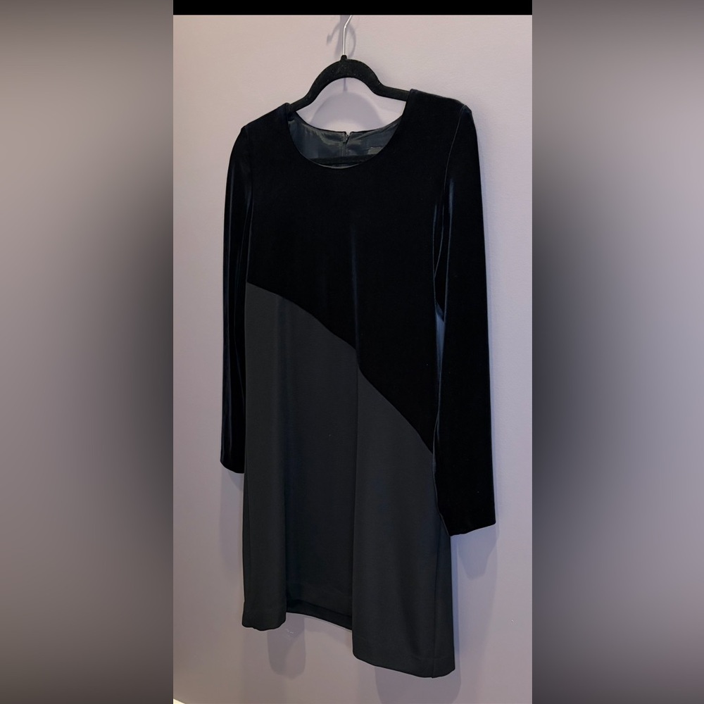 Vintage Positive Attitude Black Velvet Panel Shift Dress | Petite Small | - Picture 2 of 6